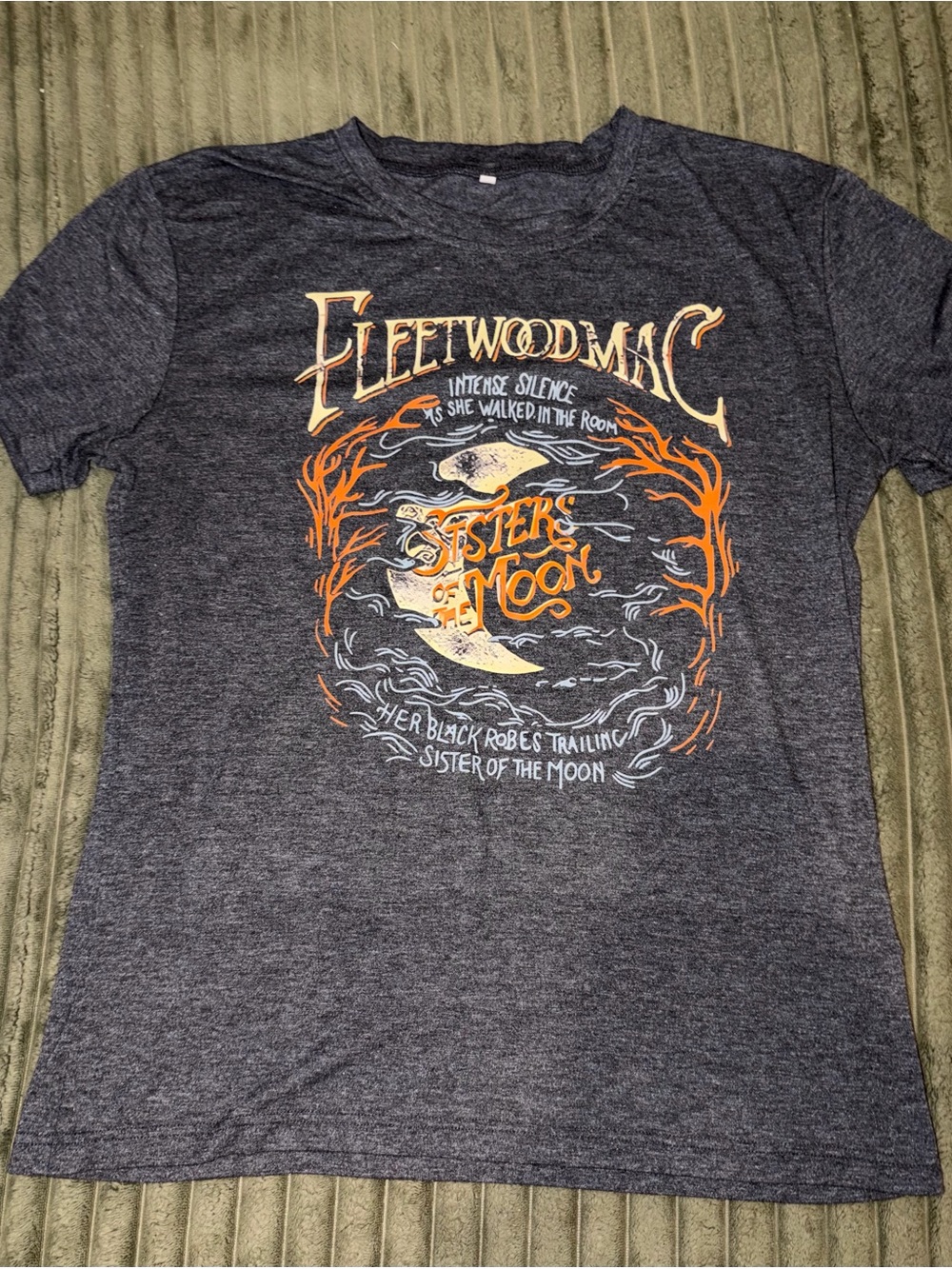 SHEIN Heather Gray Graphic Fleetwood Mac Tee with Orange Print